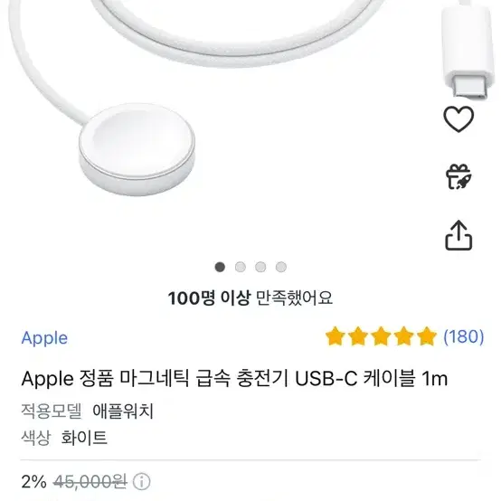 Apple 정품 마그네틱 급속 충전기 USB-C 케이블 1m