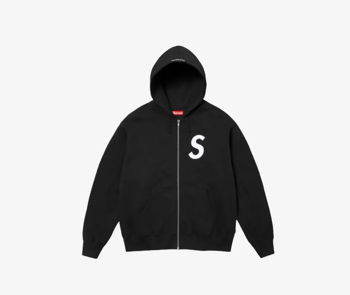 Supreme sLogo Hoodie Zip-Up Black 24FW XL New