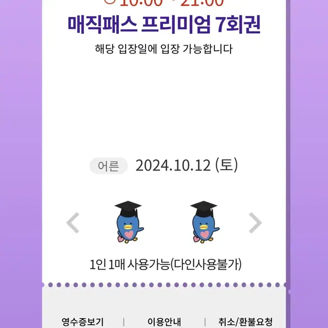 10/12 (토) 롯데월드 매직패스 7회권 2매