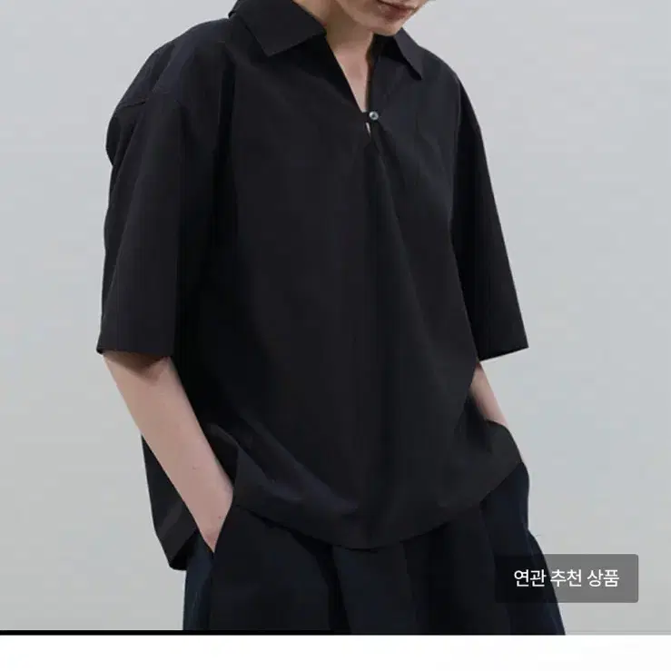 COKET -코켓 one button half shirt (navy)