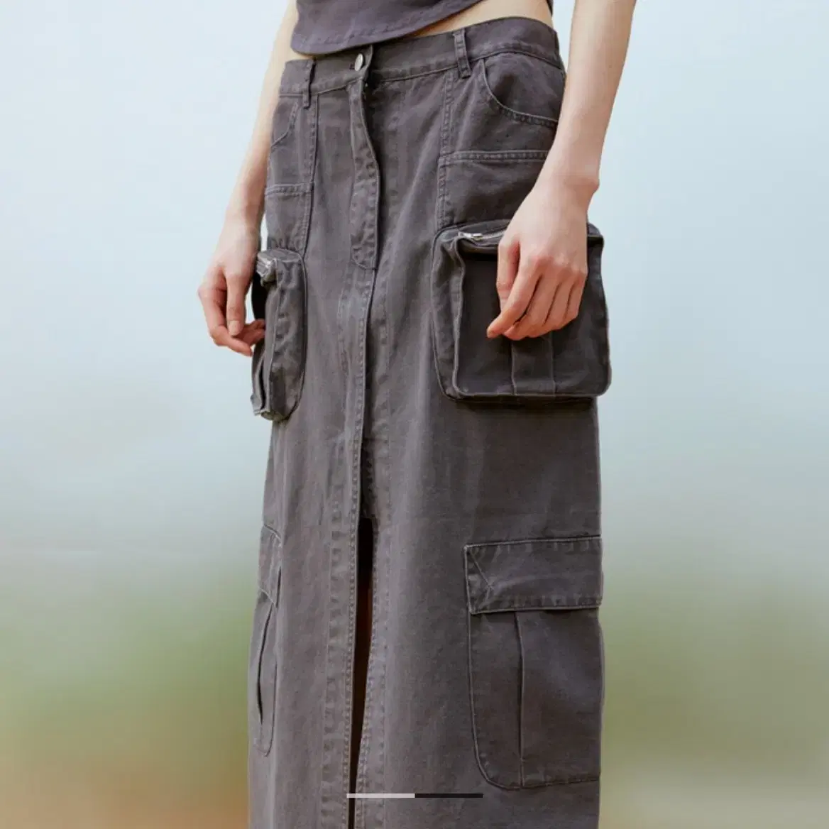 써틴먼스 카고 롱스커트 cargo long skirt (chacoal)