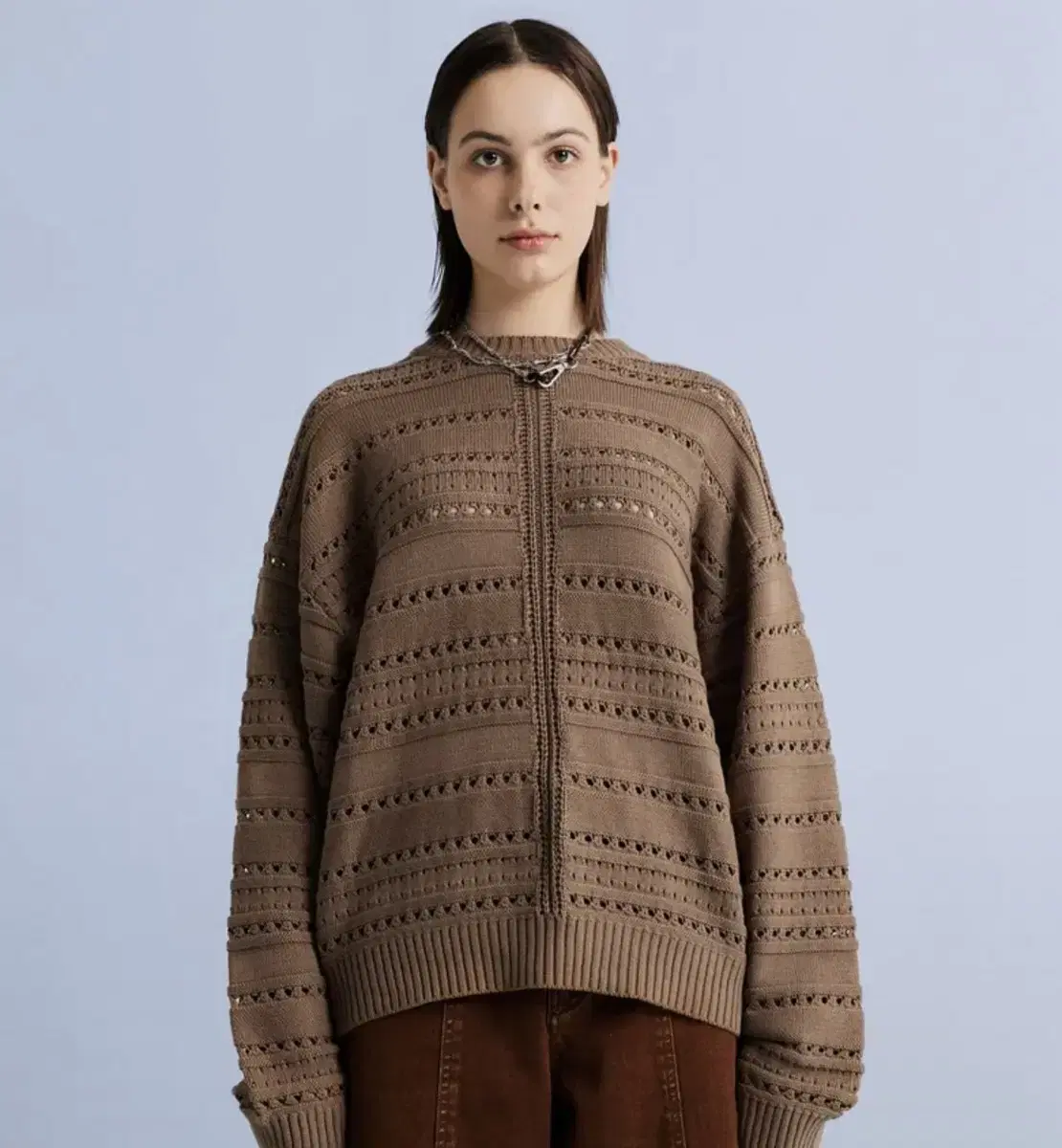 애드오프 META PUNCHING KNIT SWEATER BEIGE