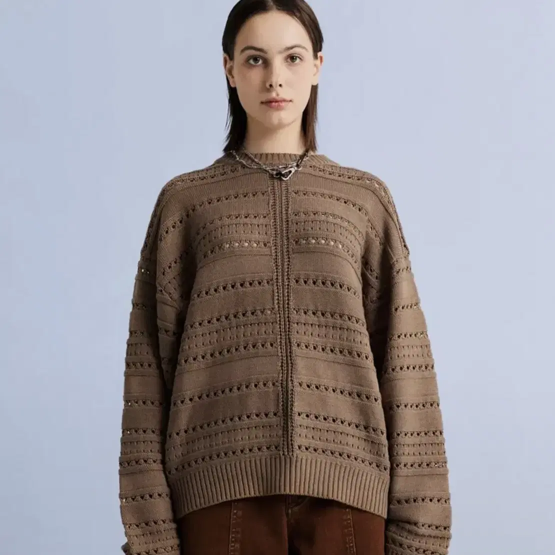 애드오프 META PUNCHING KNIT SWEATER BEIGE