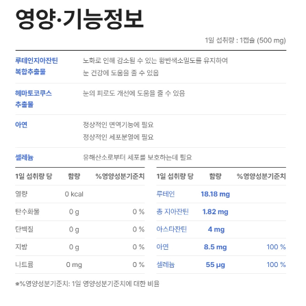 네추럴라이즈 루테인 지아잔틴 아스타잔틴 플러스 30캡슐