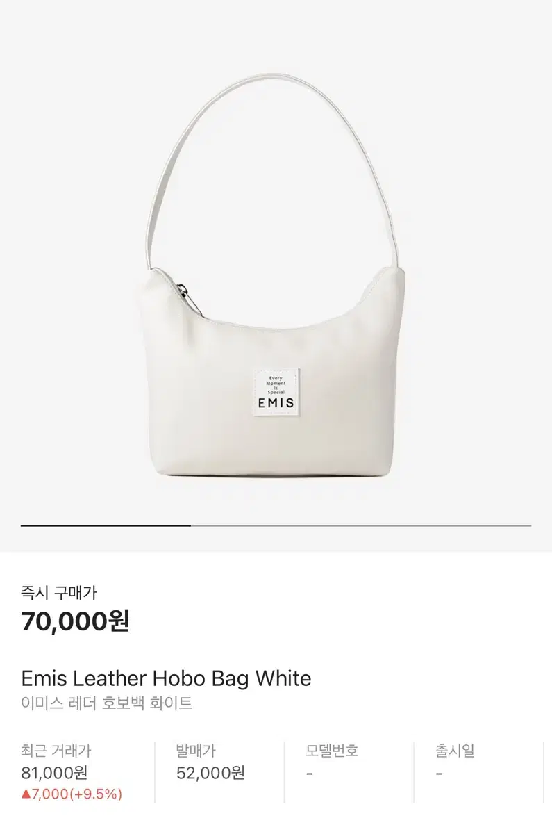 (미개봉/새상품) Emis Leather Hobo Bag White