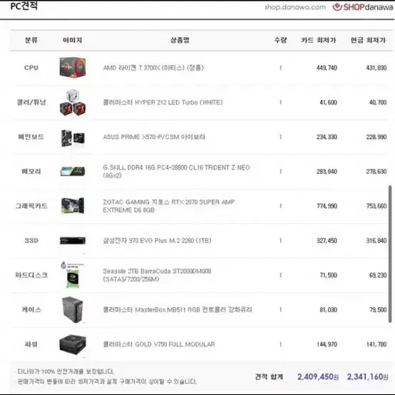 고사양 컴퓨터 싸게판매합니다. 3700X, 2070 Super, SSD