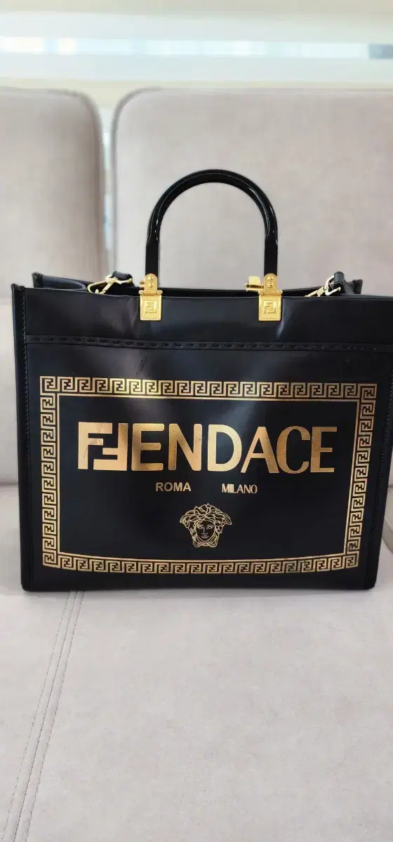 Genuine Fendi Versace Collaboration Big Todd and Shoulder Bag