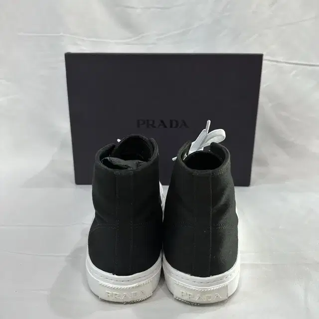 [7] Prada 프라다 남성 로고 캔버스 하이탑 스니커즈 블랙