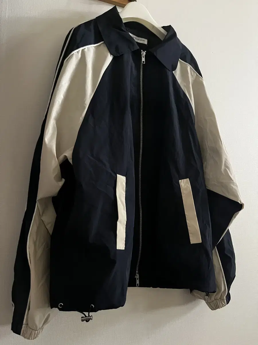 Slow Record House Piping Line Nylon Jacket in Navy