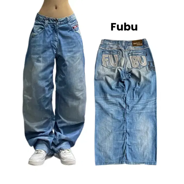 FUBU 후부 빅로고 백로고 와이드 올드스쿨 데님 팬츠