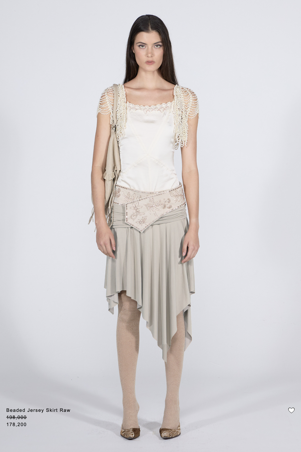 스컬프터 Beaded Jersey Skirt Raw