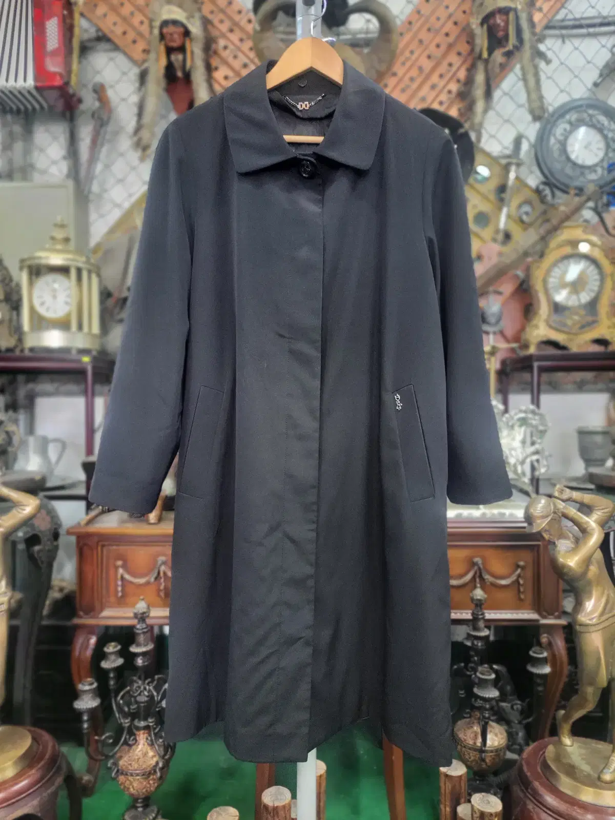 [Daks] Black long trench coat