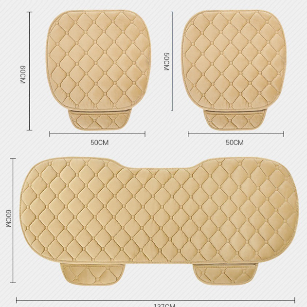[새상품] 키밍 겨울 차량용 극세사 방석 3P 풀세트 자동차시트 베이지