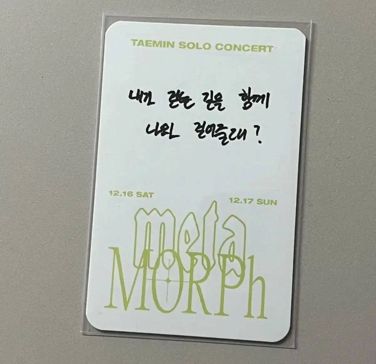 SHINee taemin concert admission handwriting photocard wts