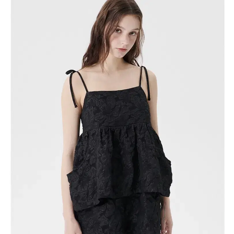 shaffy 샤피 ribbon peplum sleeveless 자카드