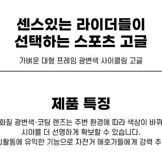 웨스트바이킹 스포츠 자전거 변색 고글 YP3167