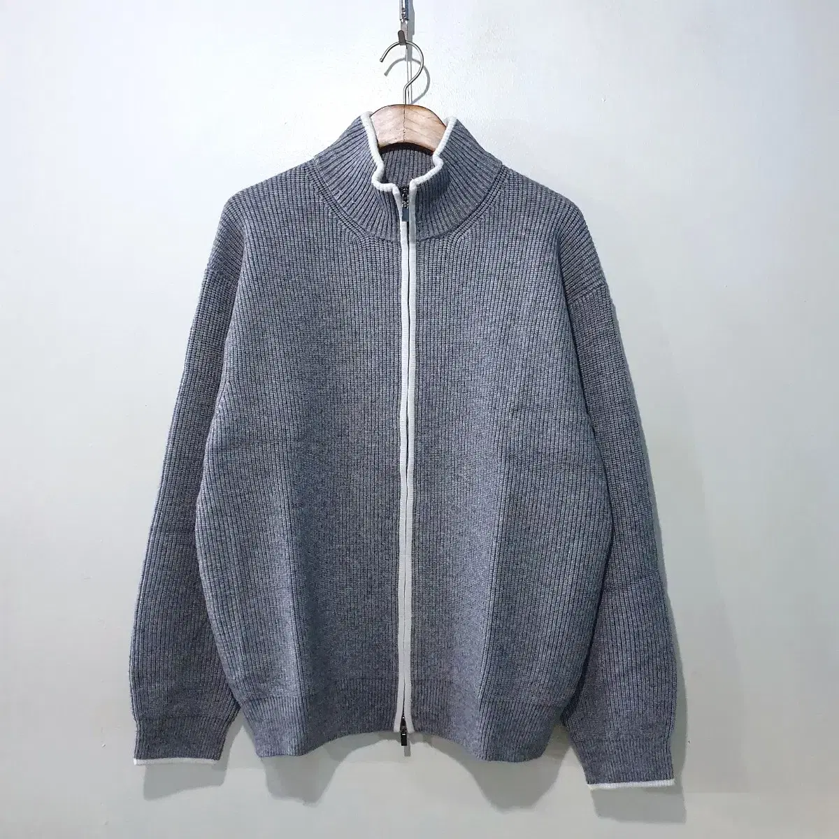 FW New Item) Cash Color Knit Full-Zip 4color M, L