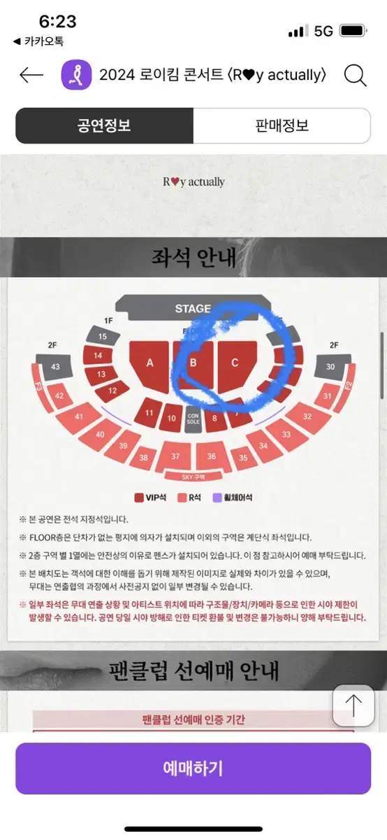 로이킴 콘서트 c구역 10열 양도