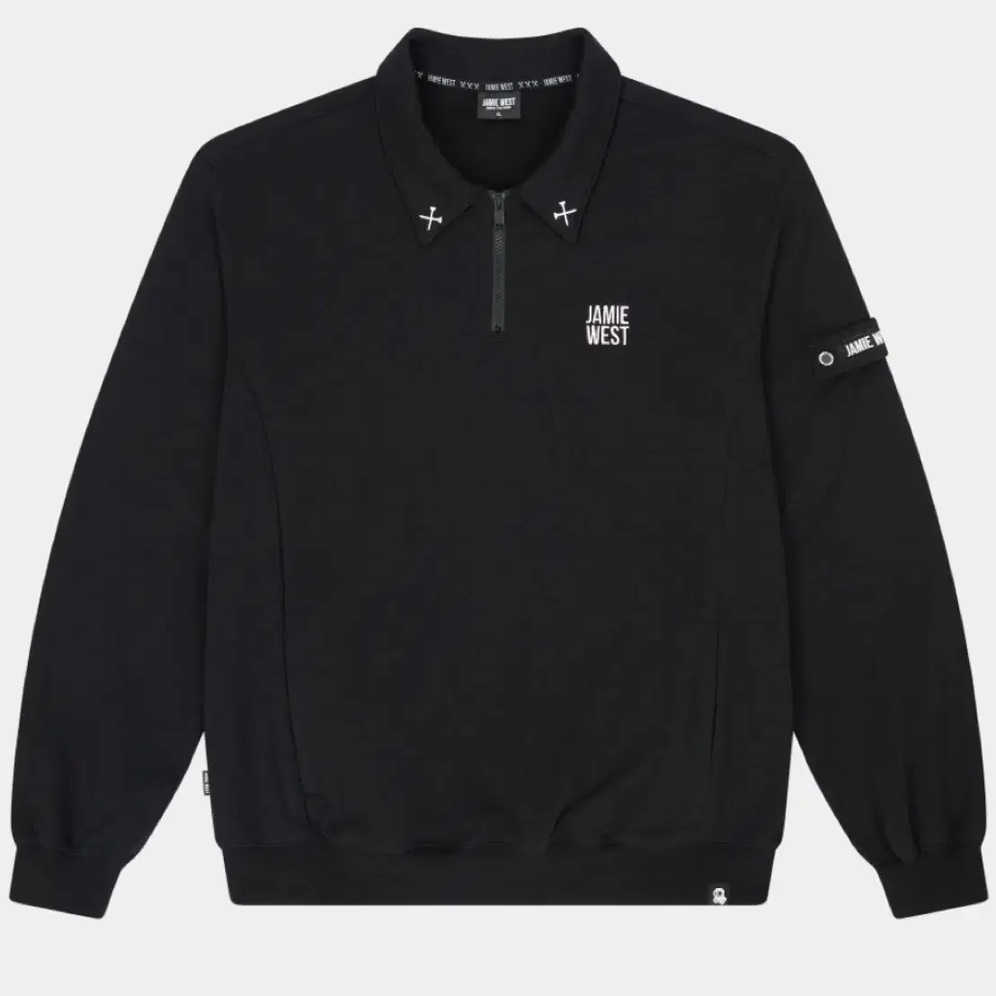 Collar Patch Half Zip-up Sweatshirts