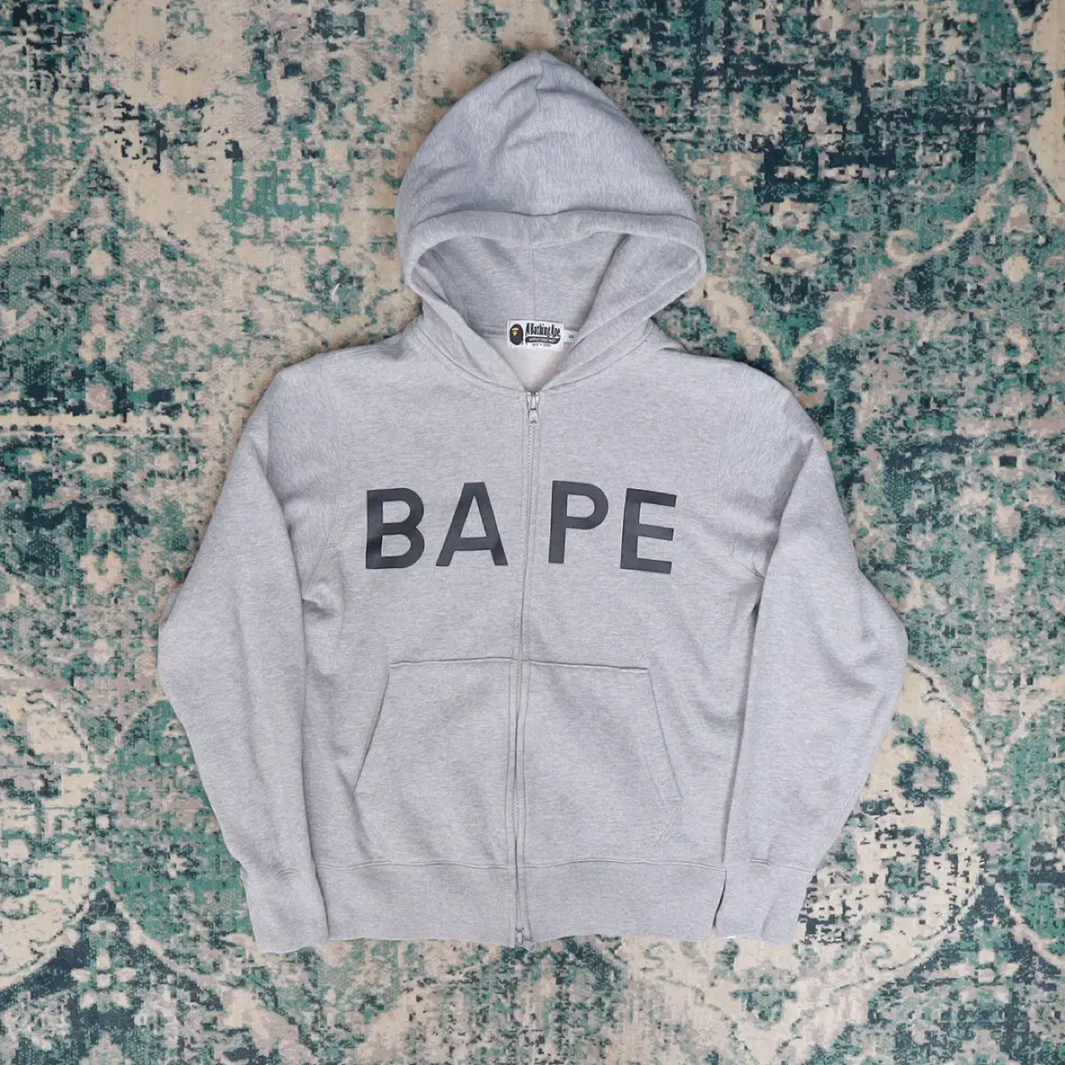 Bape 베이프 레터링 로고 백 페이스 로고 크롭 후드짚업 S