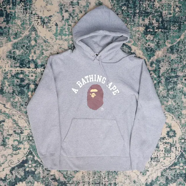 BAPE 베이프 컬리지 로고 후드티셔츠 그레이 L