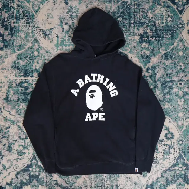 BAPE 베이프 컬리지 로고 90S 후드티셔츠 블랙 L