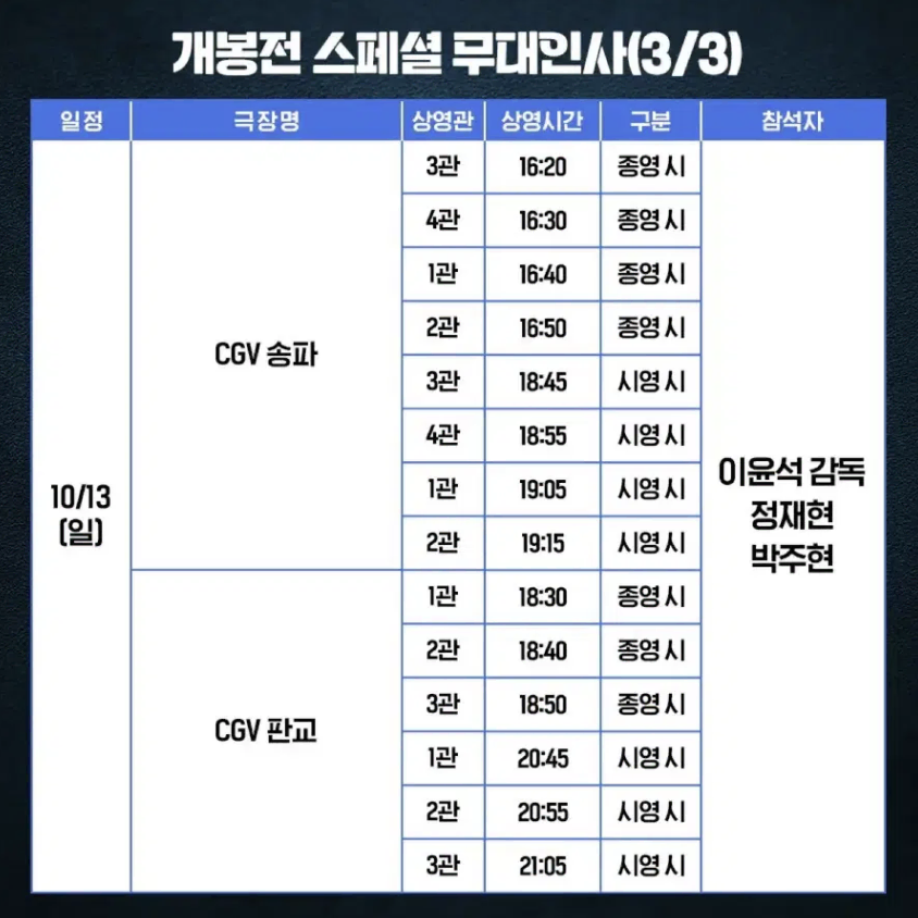 정재현 6시간후 너는 죽는다 무대인사 판교 양도