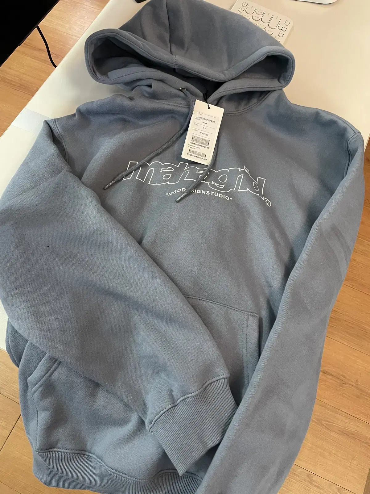 마하그리드 THIRD LOGO HOODIE 후드 블루 M사이즈