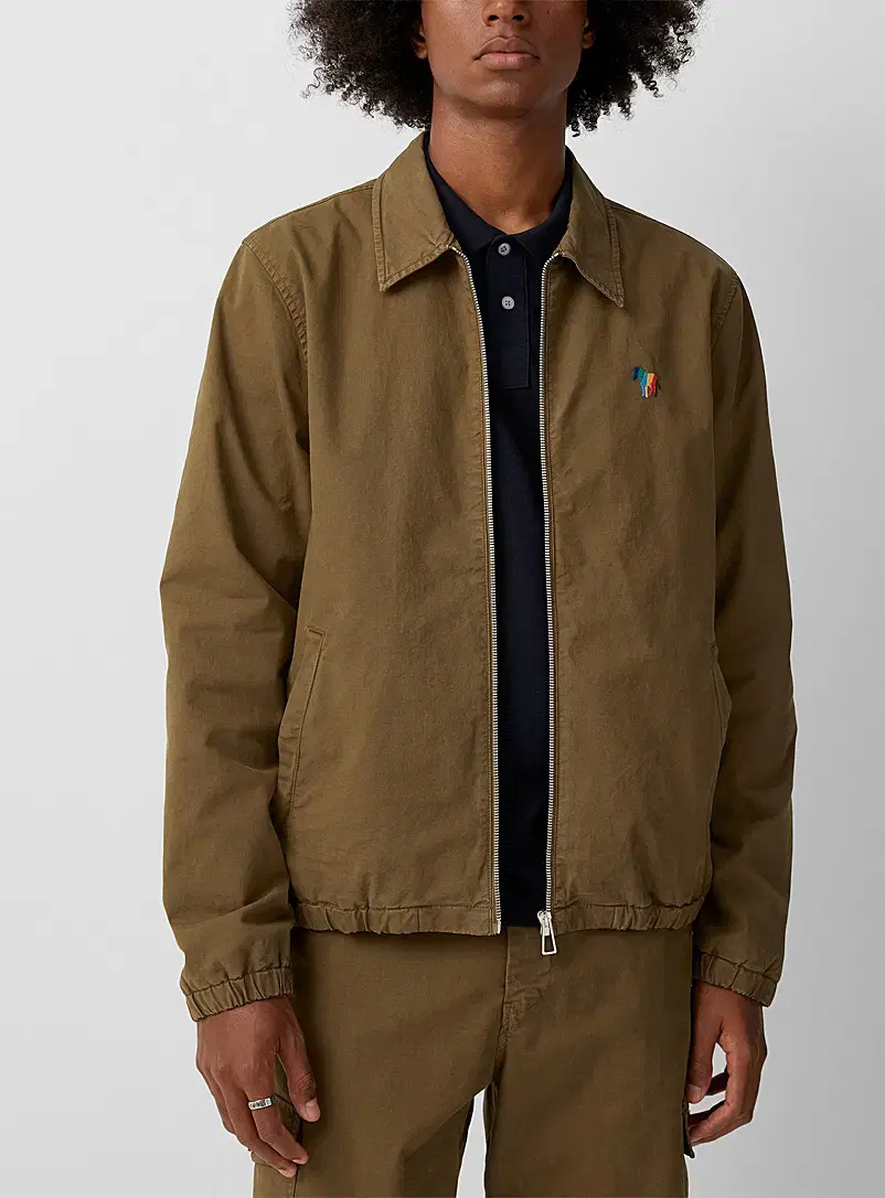 [L] Polsmith Zebra Embroidered Coach Jacket Khaki