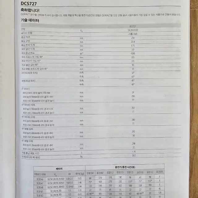 디월트 충전 슬라이딩 10인치 베어툴