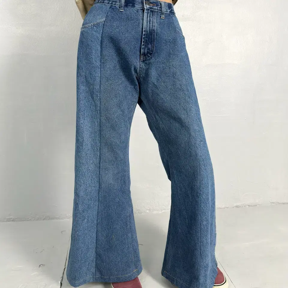 vintage wide leg denim trousers.