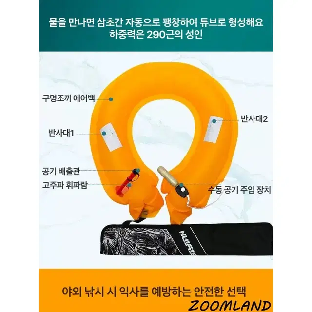 (무료배송&AS보장)수동/자동 팽창식 허리벨트형 구명조끼, 흰색