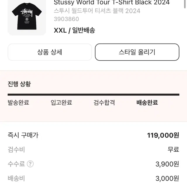 스투시 월드 투어 티셔츠 반팔티 xxl