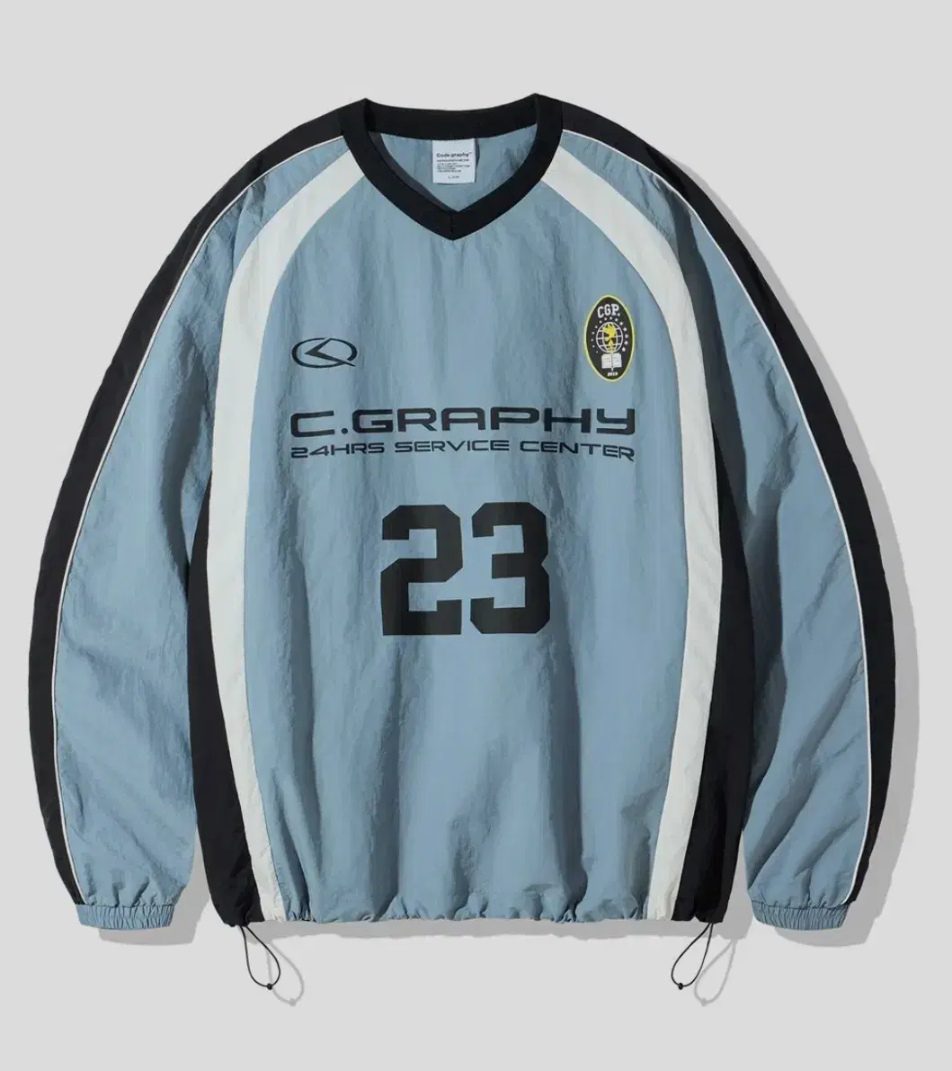 [Half-priced Delivery Available] Codography Floral Colorblocked Sports Crewneck-Sky Blue