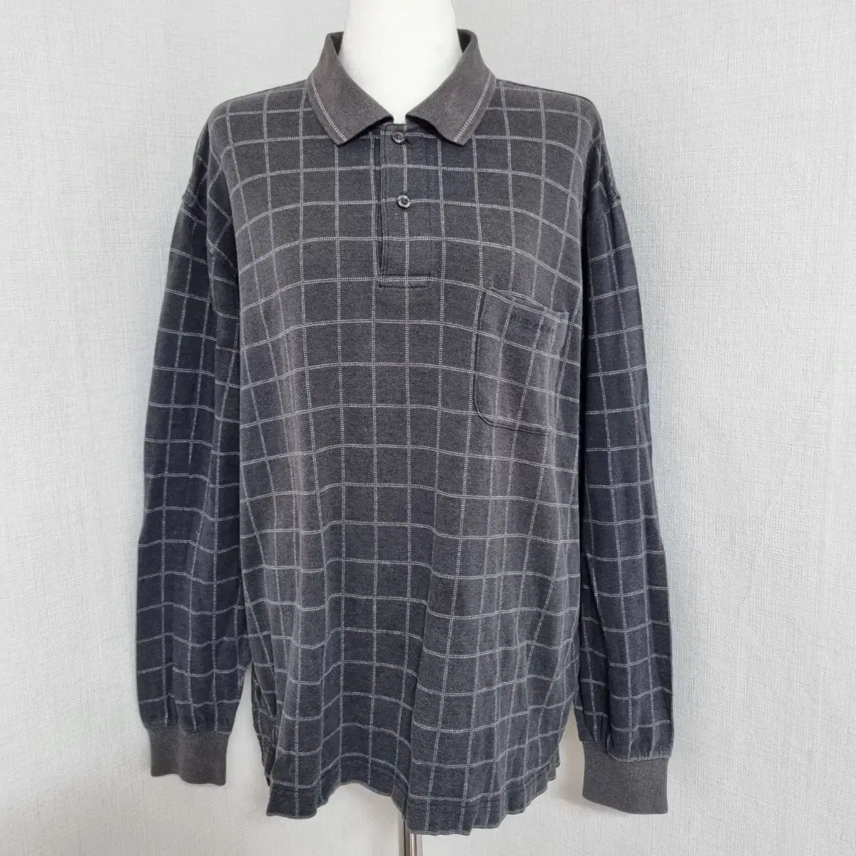 Limited Time Sale/Burberry Golf Charcoal Gray Check PKTee Long Sleeve Karati Preppy