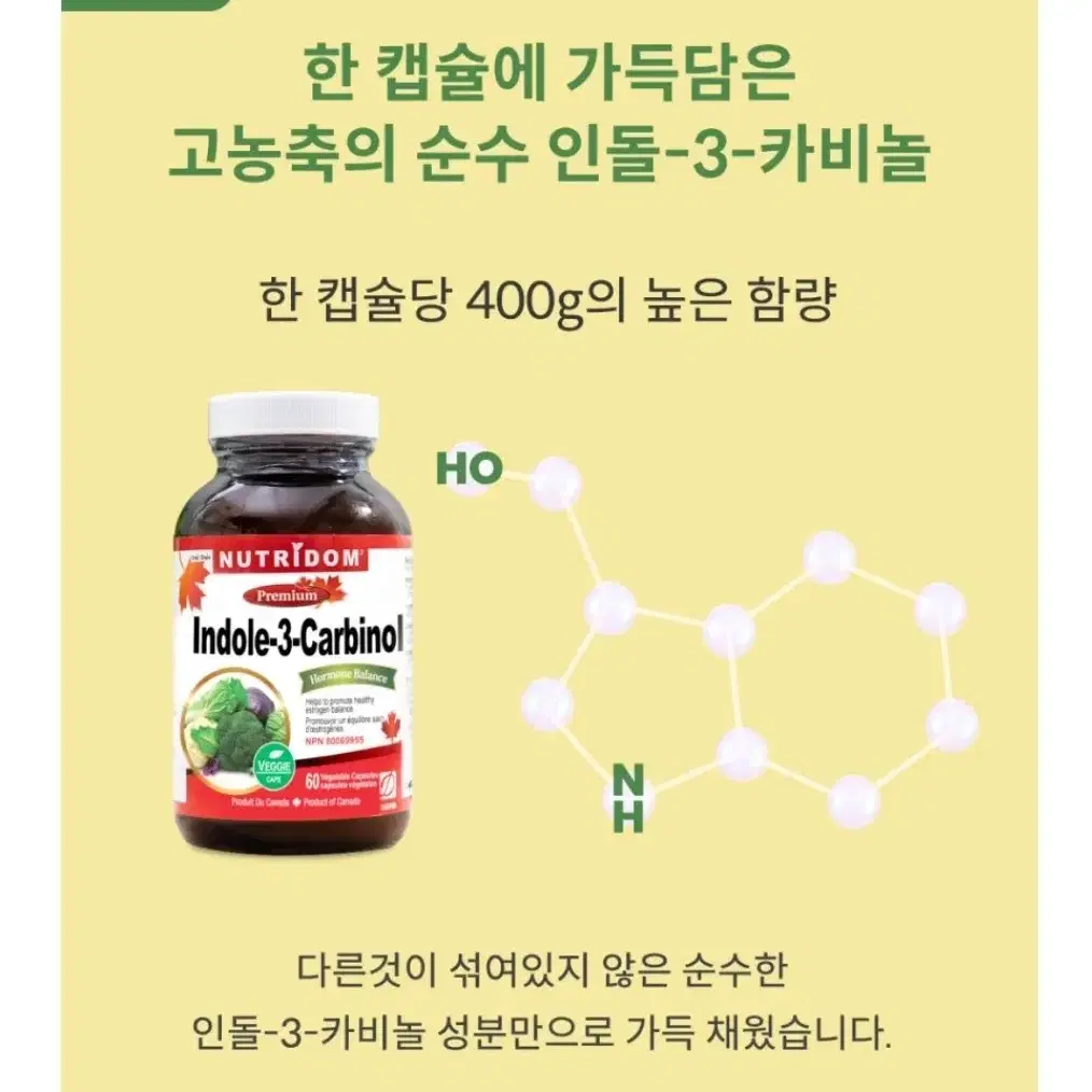 뉴트리돔 순수 인돌-3 카비놀 400mg 60캡슐