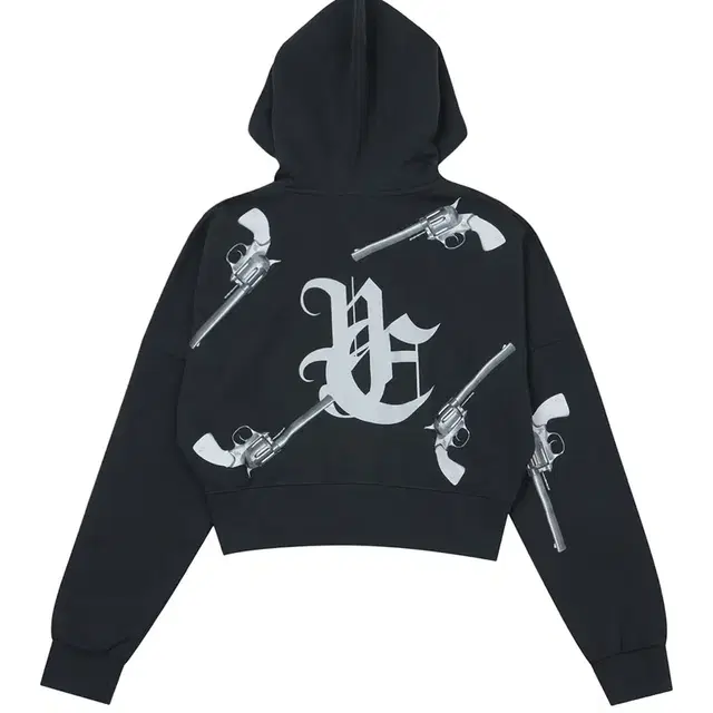 Leey_ GUN PRINT HOODIE ZIP-UP CHARCOAL