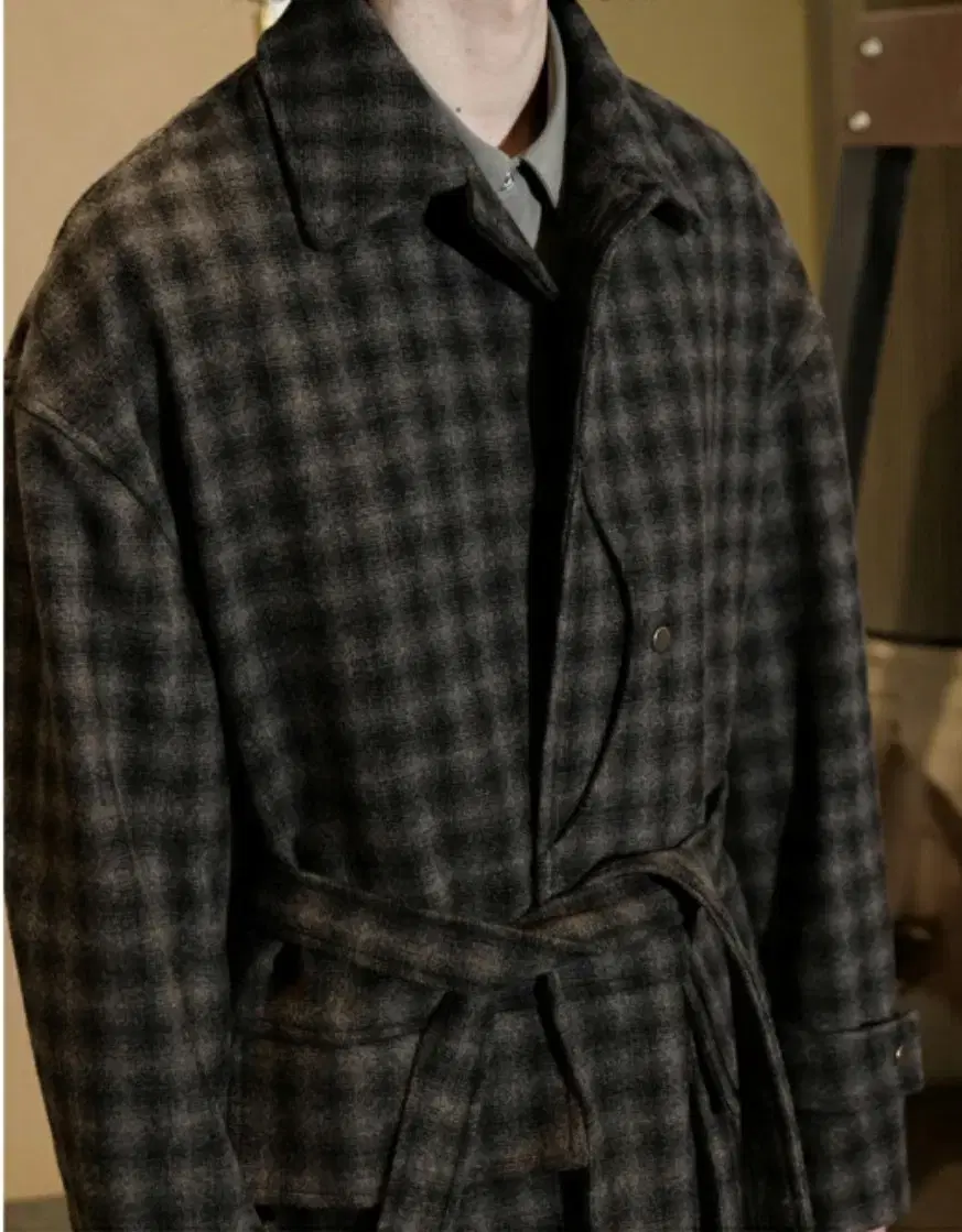 [Editorial Shop] Hidden Check Robe Coat