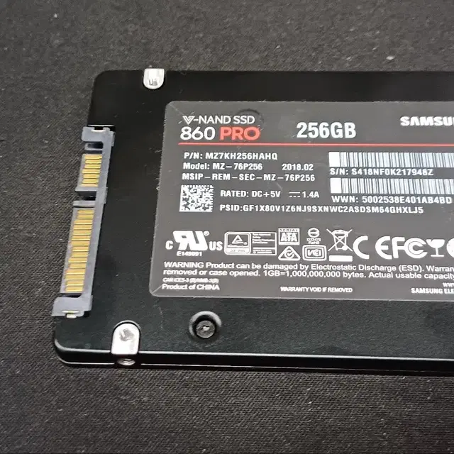 중고 ssd256g 삼성860 PRO