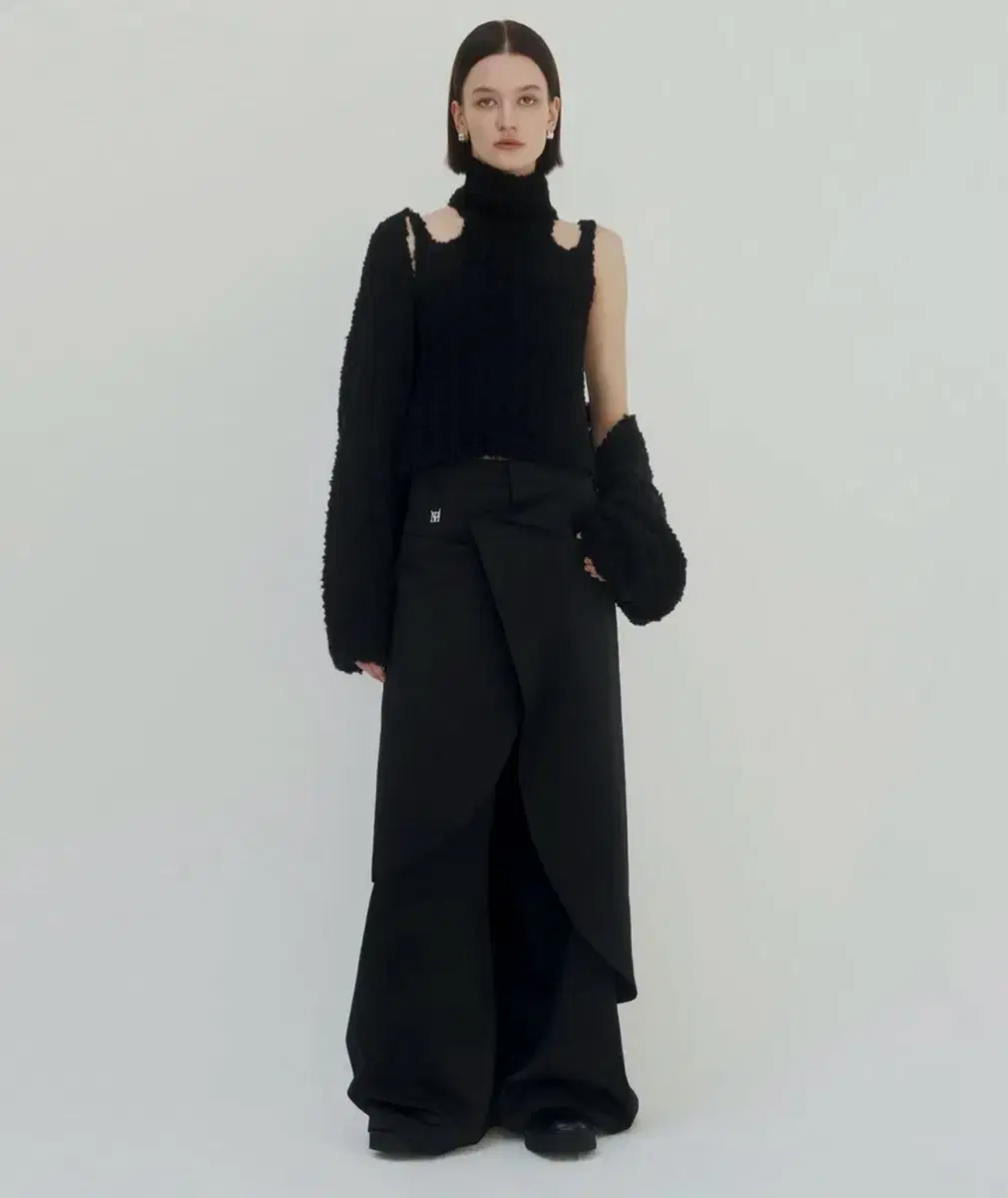 트리밍버드 Wrap Double-layered Pants [Black]