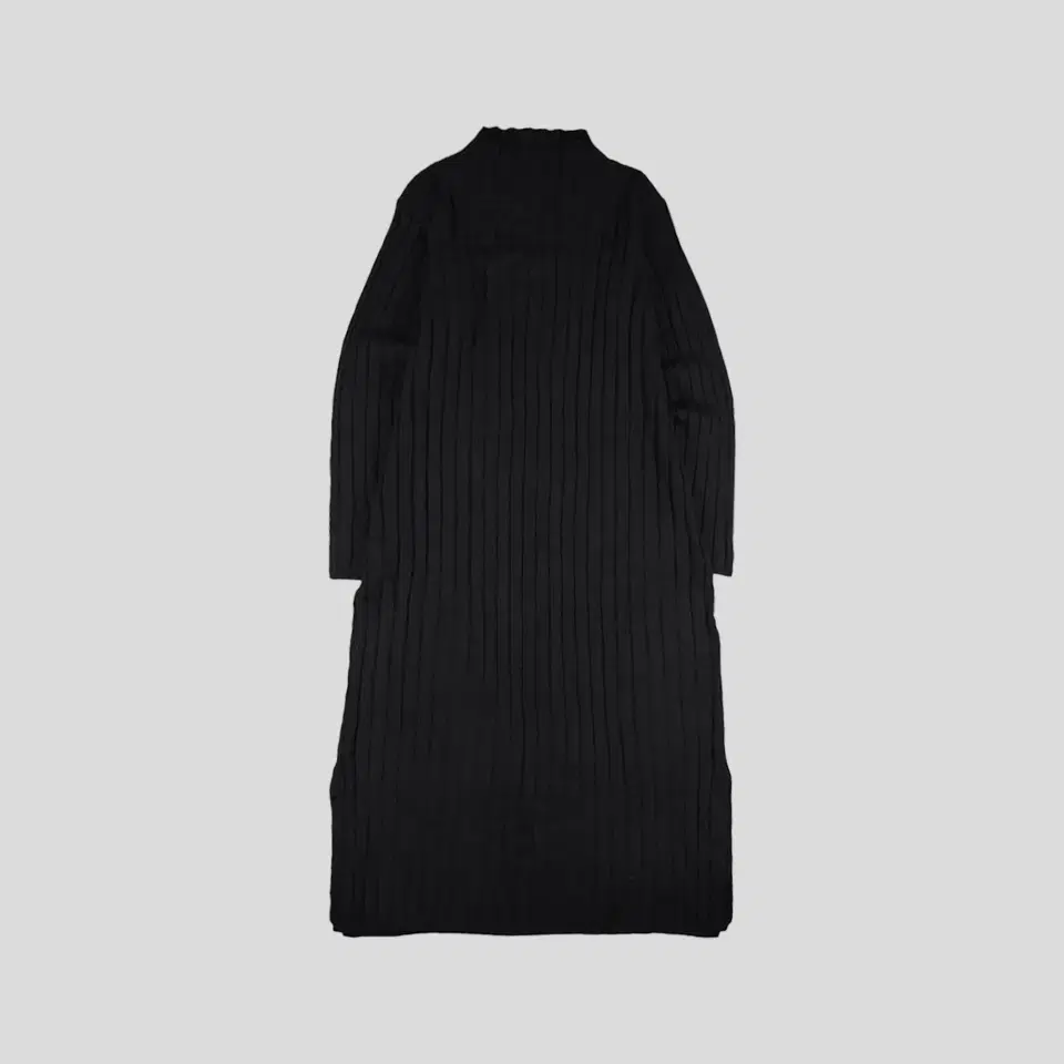 Vintage black ribbed stripe slit mock neck wool blend long ONEPIECE WOMANS