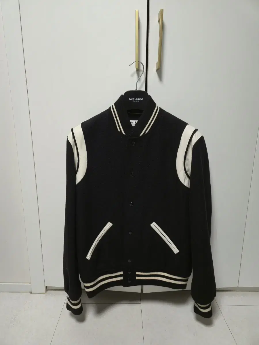 Saint Laurent Teddy Wool Varsity Bomber Jacket 52