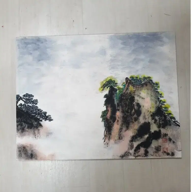 동양앤틱~개인수집품 산수화 그림 액자 낙관참조 자연적인 아름다움 풍경