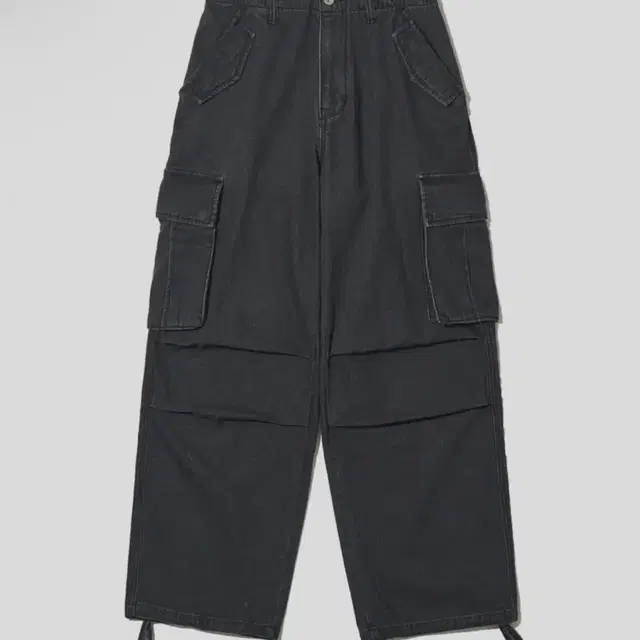 [L] 빅유니온깡PLEATED CARGO PANTS black denim