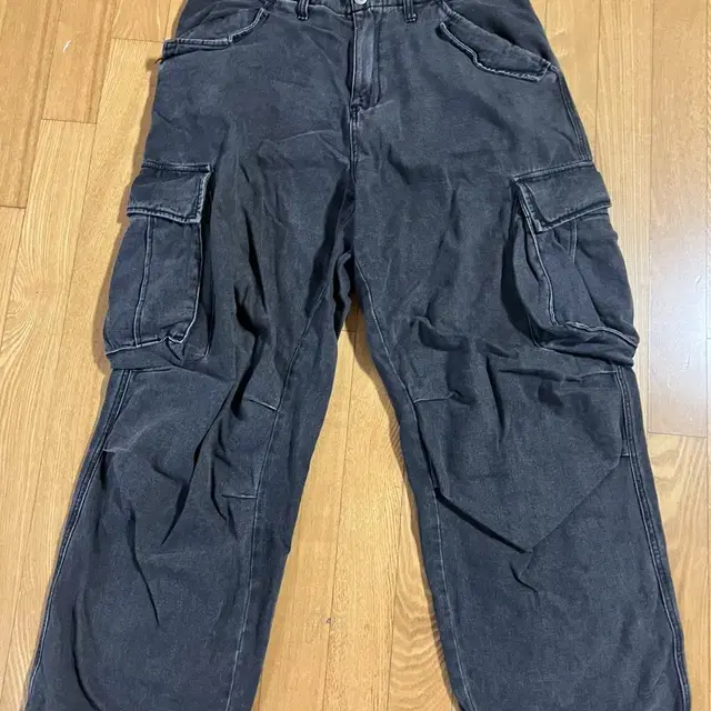 [L] 빅유니온깡PLEATED CARGO PANTS black denim