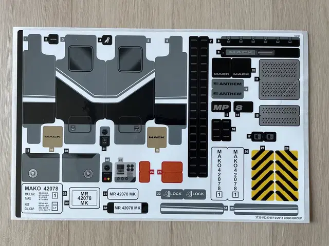 레고 테크닉 42078 MACK 트레일러 스티커