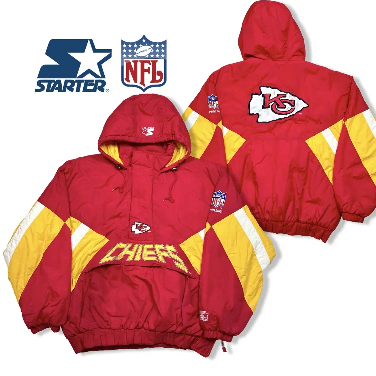 XL 90s NFL x STARTER Kansas City Chiefs Anorak Hooded Jumper