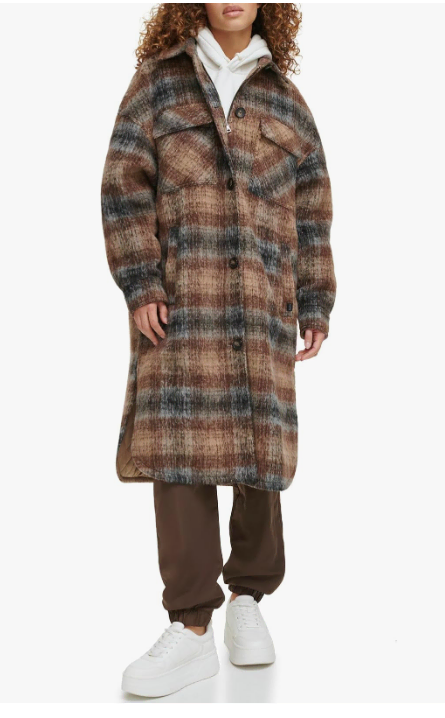 [Women's 2XL] Levi's Oversized Wool-Blend Check Long Coat