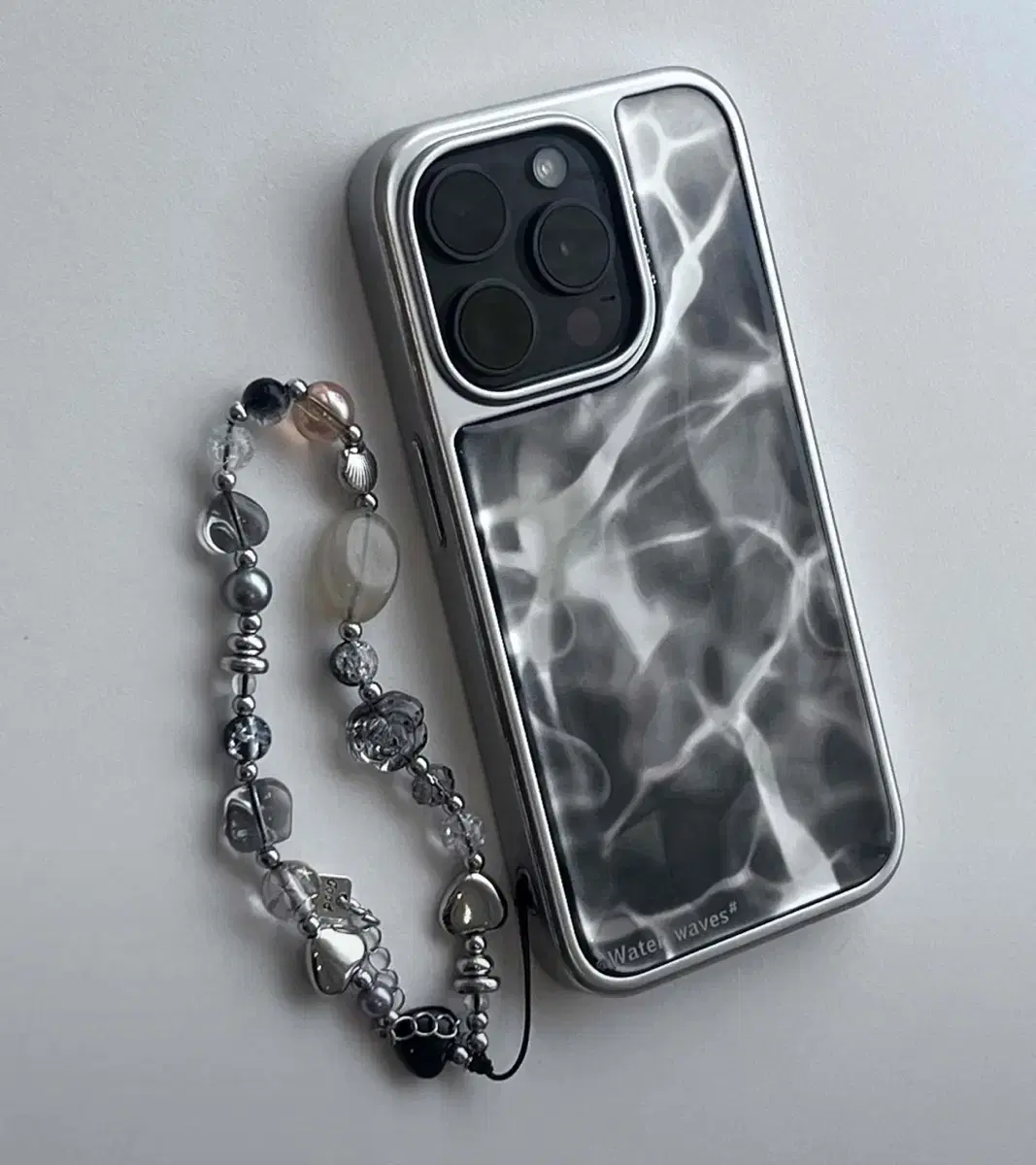 Silver unique yoon mother of pearl titanium iphone 13 case