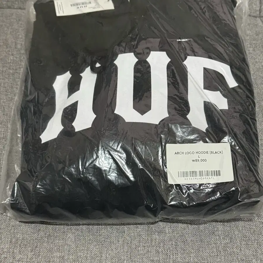 [L] HUF ARCH LOGO HOODIE BLACK